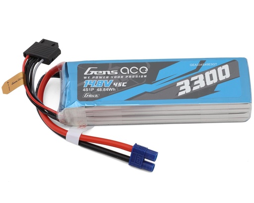 [GEA334S45E3GT] Gens Ace G-Tech Smart 4S LiPo Battery 45C (14.8V/3300mAh) w/EC3 Connector