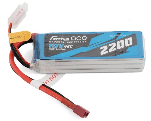 [GEA3S220045D] Gens Ace 3S LiPo Battery 45C (11.1V/2200mAh)
