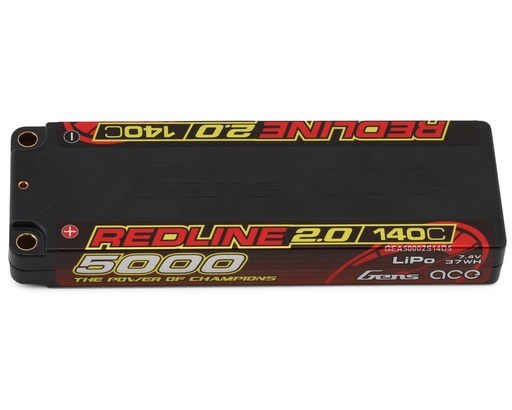 [GEA50002S14D5] Gens Ace Redline 2.0 2S LiHV Battery 140C (7.6V/5000mAh) w/5mm Bullets