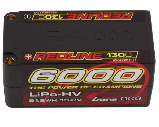 [GEA60004S13S] Gens Ace Redline 4S LiHV LiPo Shorty Battery 130C (15.2V/6000mAh) w/5mm Bullets