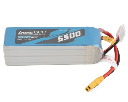 [GEA6S550060X9] Gens Ace 6S LiPo Battery 60C (22.2V/5500mAh) w/XT90 Connector