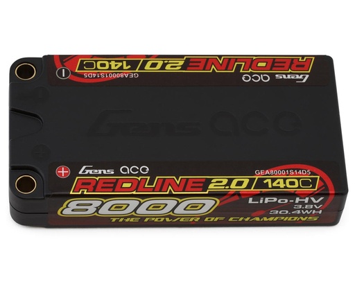[GEA80001S14D5] Gens Ace Redline 2.0 1S Shorty LiHV Battery 140C (3.8V/8000mAh) w/5mm Bullets