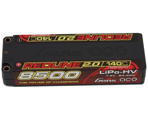 [GEA85002S14D5] Gens Ace Redline 2.0 2S LiHV Battery 140C (7.6V/8500mAh) w/5mm Bullets