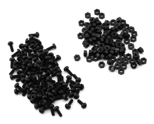 [XCE-0141.8] eXcelerate Machined Nylon Screws & Nuts Set (Black) (100) (3x8mm)